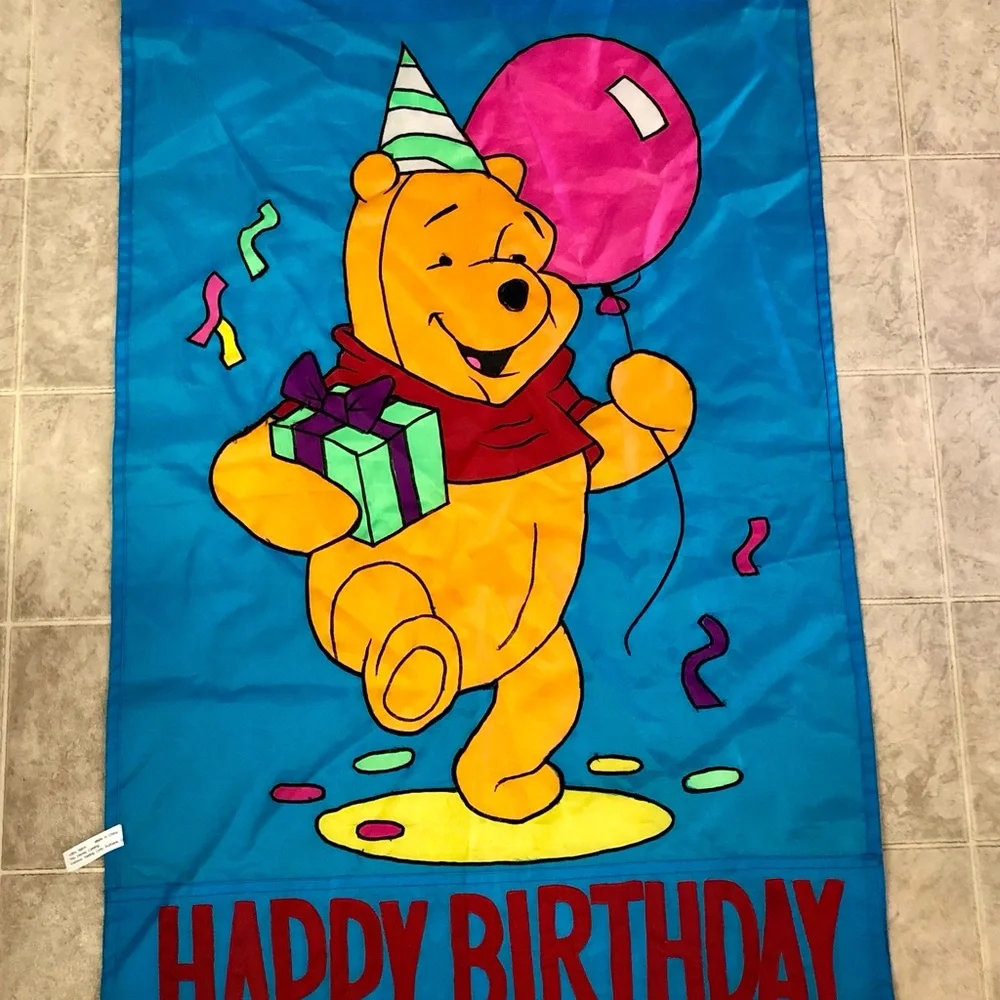 Winnie the Pooh Happy Birthday Large Outdoor Flag